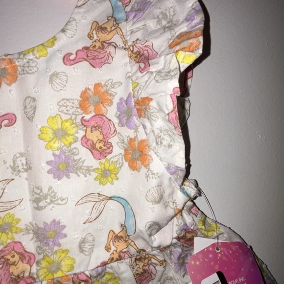 Disney White Floral little Mermaid Kids Blouse size 5T NWT - Picture 3 of 4